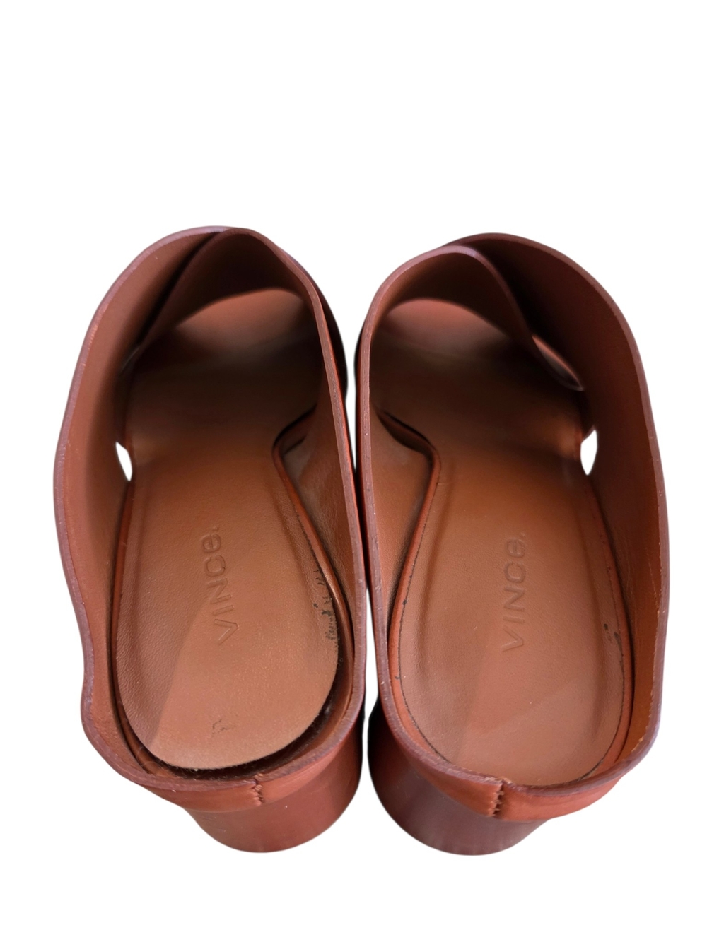 Vince Tan Leather Crisscross Mule with Block Heel - Picture 9 of 9